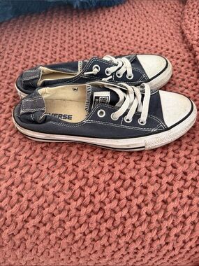 Converse Low Top Canvas Sneakers — Navy with White